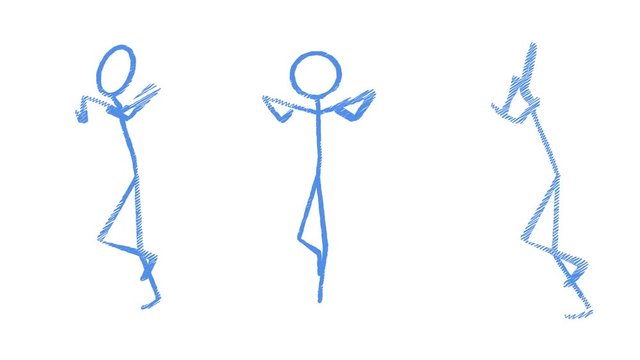 Looping Stick Man doing the running man dance in a pen sketch style.