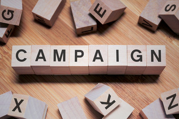 Campaign Word In Wooden Cube
