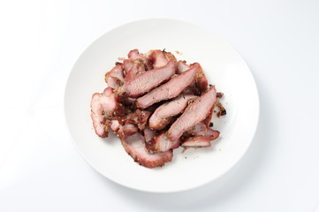 pork grill on dish white.
