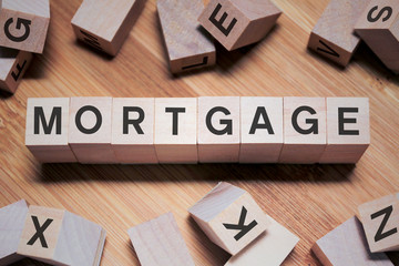 Mortgage Word In Wooden Cube