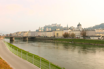 Fototapeta premium Beautiful view of Salzburg with Festung Hohensalzburg