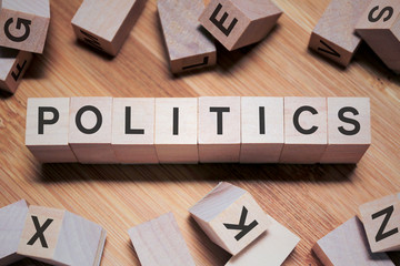 Politics Word In Wooden Cube