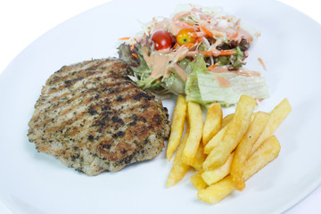 Grilled Beef Steak Isolated. Clipping path
