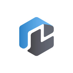 letters PL Hexagon logo vector