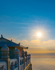 The sea of ​​clouds in the morning sun, the summit of Emei, Sichuan Province, China