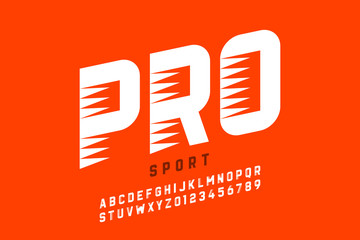 Sport style modern font, alphabet letters and numbers