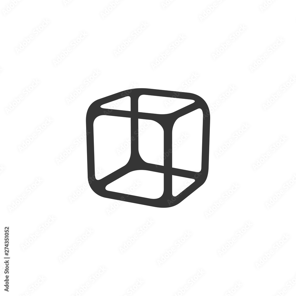 Poster cube icon template black color editable. cubic symbol flat vector sign isolated on white background.