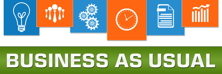 Business As Usual Business Symbols Green Blue Orange On Top 