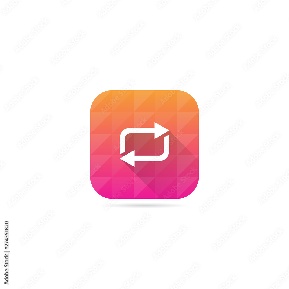 Poster modern loop icon with long shadow