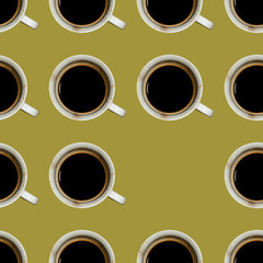 Seamless brown pattern of dirty cups with coffee