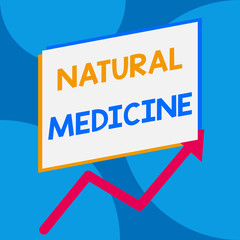 Word writing text Natural Medicine. Business photo showcasing any of various systems of healing or treating disease One blank rectangle above another arrow zigzag upwards increasing sale