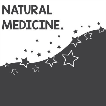 Text sign showing Natural Medicine. Business photo text any of various systems of healing or treating disease Abstract photo Black and White Background Stars and Wave Yin Yang Style