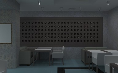 restaurant, interior visualization, 3D illustration