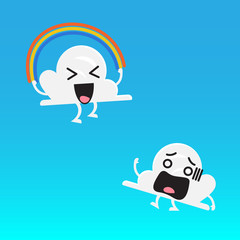 Cloud character and friend jumping rainbow rope
