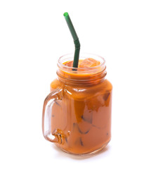 Iced Thai milk tea in glasses (thailand)