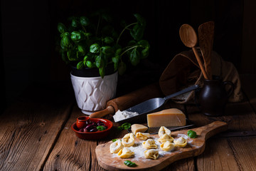 Delicious tortellini di formaggio with cheese and pepper filling