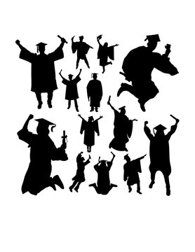 Academic graduation silhouettes. Good use for symbol, logo, web icon, mascot, sign, or any design you want.