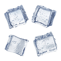Collection of ice cubes, isolated on white background