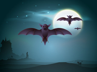 Concept of Halloween celebration with flying bats.