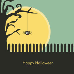 Poster and banner for Halloween party in night view.