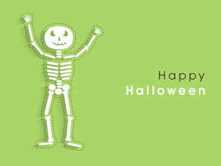 Poster and banner for Halloween celebration with skeleton.