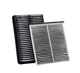 dirty air filter for car, automotive spare part in plastic case