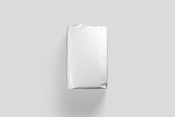 White Blank Glossy Paper Bag Package Mock up of Flour isolated on light gray background.3D...