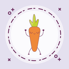 fresh carrot vegetable kawaii in frame circular