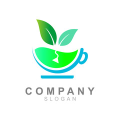  green tea drink logo, fresh icon, water logo design template