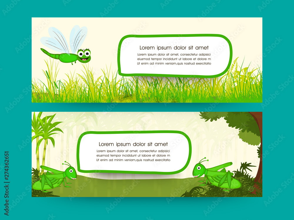 Poster web header design with animals.