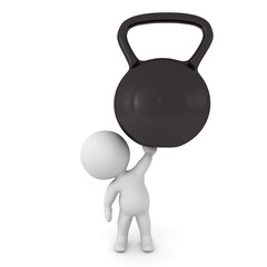 3D Character holding up a big kettlebell