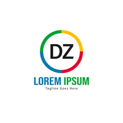 Initial DZ logo template with modern frame. Minimalist DZ letter logo vector illustration