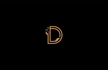 D letter linear shape luxury flourishes ornament logotype - obrazy, fototapety, plakaty
