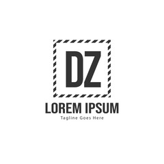 Initial DZ logo template with modern frame. Minimalist DZ letter logo vector illustration