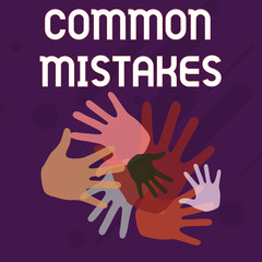 Writing note showing Common Mistakes. Business concept for actions that are often used interchangeably with error Hand Marks of Different Sizes for Teamwork and Creativity