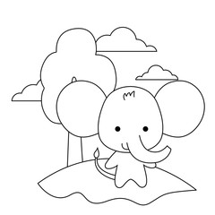 cute elephant animal in landscape