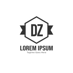 Initial DZ logo template with modern frame. Minimalist DZ letter logo vector illustration