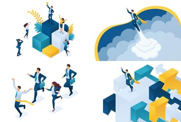 Fototapeta na wymiar Set isometric concept of successful business. Modern illustration concepts for website and mobile website development