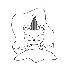 cute porcupine animal with hat party