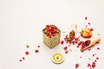 Traditional Turkish tea from rosebuds