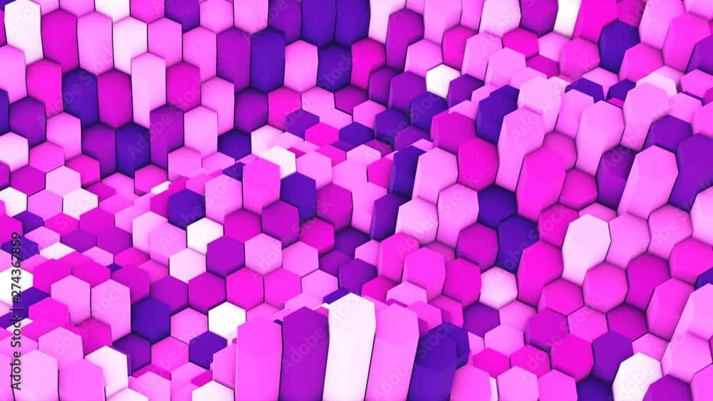 Aufkleber 3d render abstract colorful many technical geometric hexagons as a wave white and pink background. l