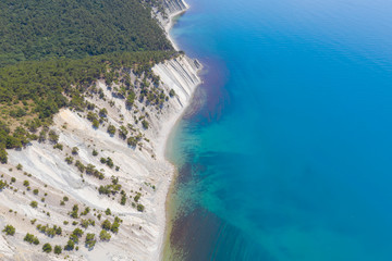 Aerial View Of Black Sea Coastline With Wild Beach And Cliffs, Gelendzhik, Russia