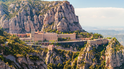View of the Montserrat Monastery in Catalonia, near Barcelona - obrazy, fototapety, plakaty