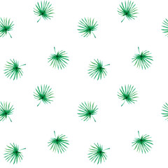 Seamless pattern from tropical leaves. Palm. Watercolor painting. Exotic plant. Natural print. Sketch drawing. Botanical composition. Greeting card. Painted background. Hand drawn illustration