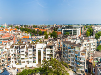 Fototapeta na wymiar Panorama of residential areas in Amsterdam. Aerial view. Holland, Netherlands.