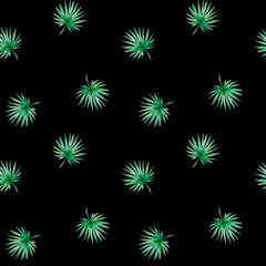 Seamless pattern from tropical leaves. Palm. Watercolor painting. Exotic plant. Natural print. Sketch drawing. Botanical composition. Greeting card. Painted background. Hand drawn illustration