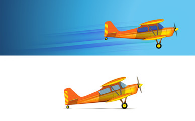 Vector illustration about Yellow Vintage Propeller Plane