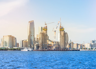 Baku, Azerbaijan - May 22, 2019: Baku city from The Caspian Sea