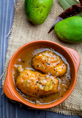 Raw mango chutney made of semi ripe mangos with sweet and tangy taste known for its  heat resistant properties to fight against the intense indian summer heat