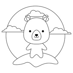 cute bear animal in landscape